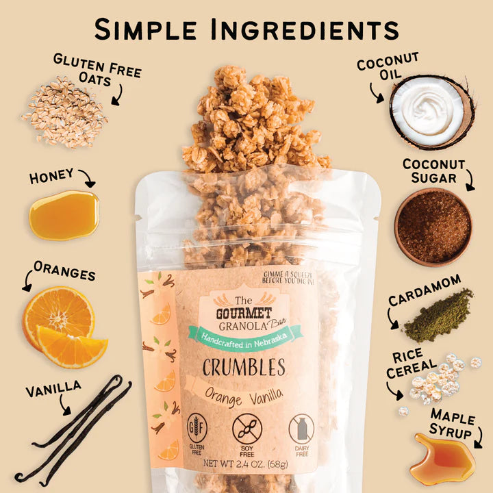 Gourmet Granola - Orange Vanilla Granola Bar Crumbles (Orange Cardamom)