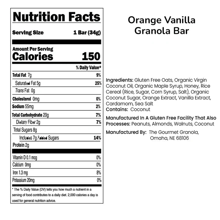 Gourmet Granola - Individual Orange Vanilla Granola Bars