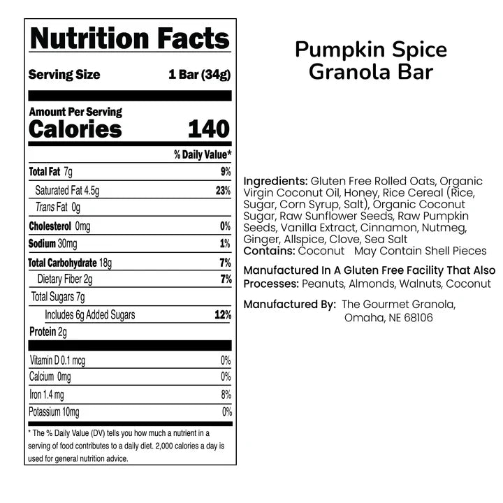 Gourmet Granola - 6 Pack Pumpkin Spice Granola Bars